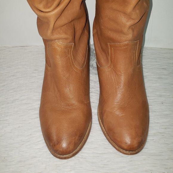 Flying Monkey Slouchy Cowboy Boots Womens 10 Tan/Brown Heeled Booties  Mid-Calf - Picture 3 of 8